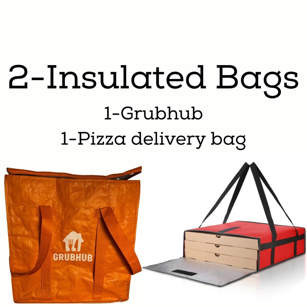 Set of 2 Insulated Delivery Bags Hot Food Pizza Tote Straps Zipper new Used